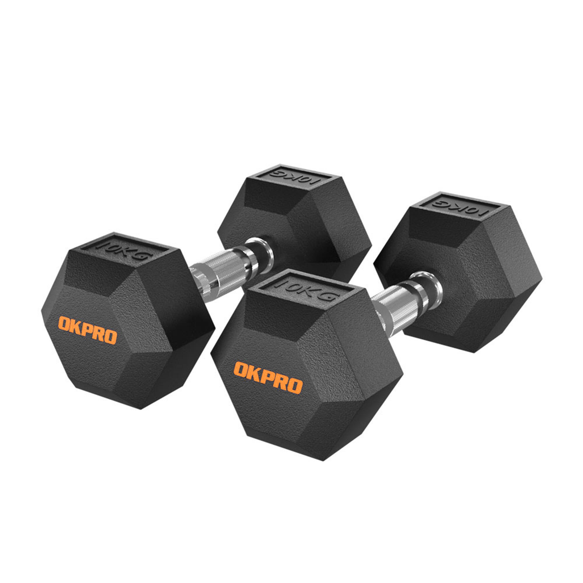 ヘキサゴン形 橡胶コーティング ダンベル -OK1013 | ラバーダンベル |